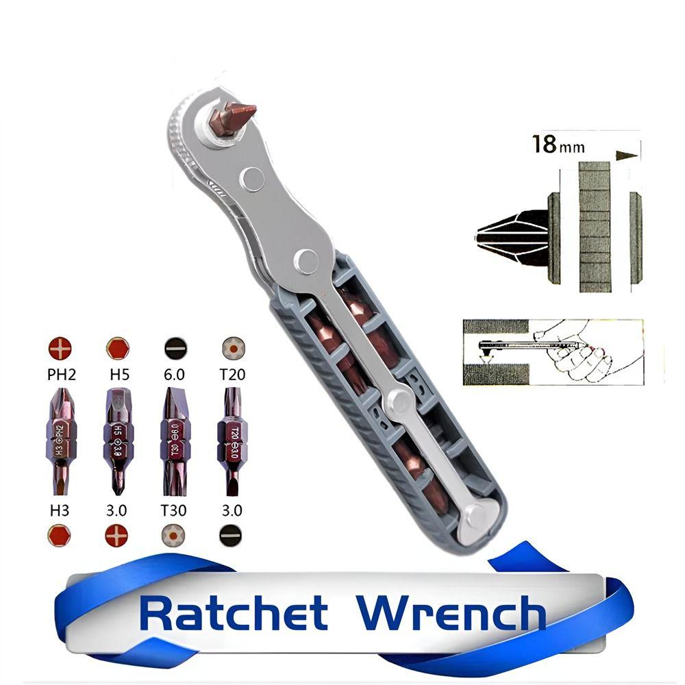 Socket Wrench Mini Ratchet Wrench Cross Slotted Repair Screwdriver  Assembly