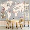 Retro World Map Large Mural Hand Painted Airplane Hot Air Balloon Children Room Boys Room Bedroom Photo Wallpaper Decor