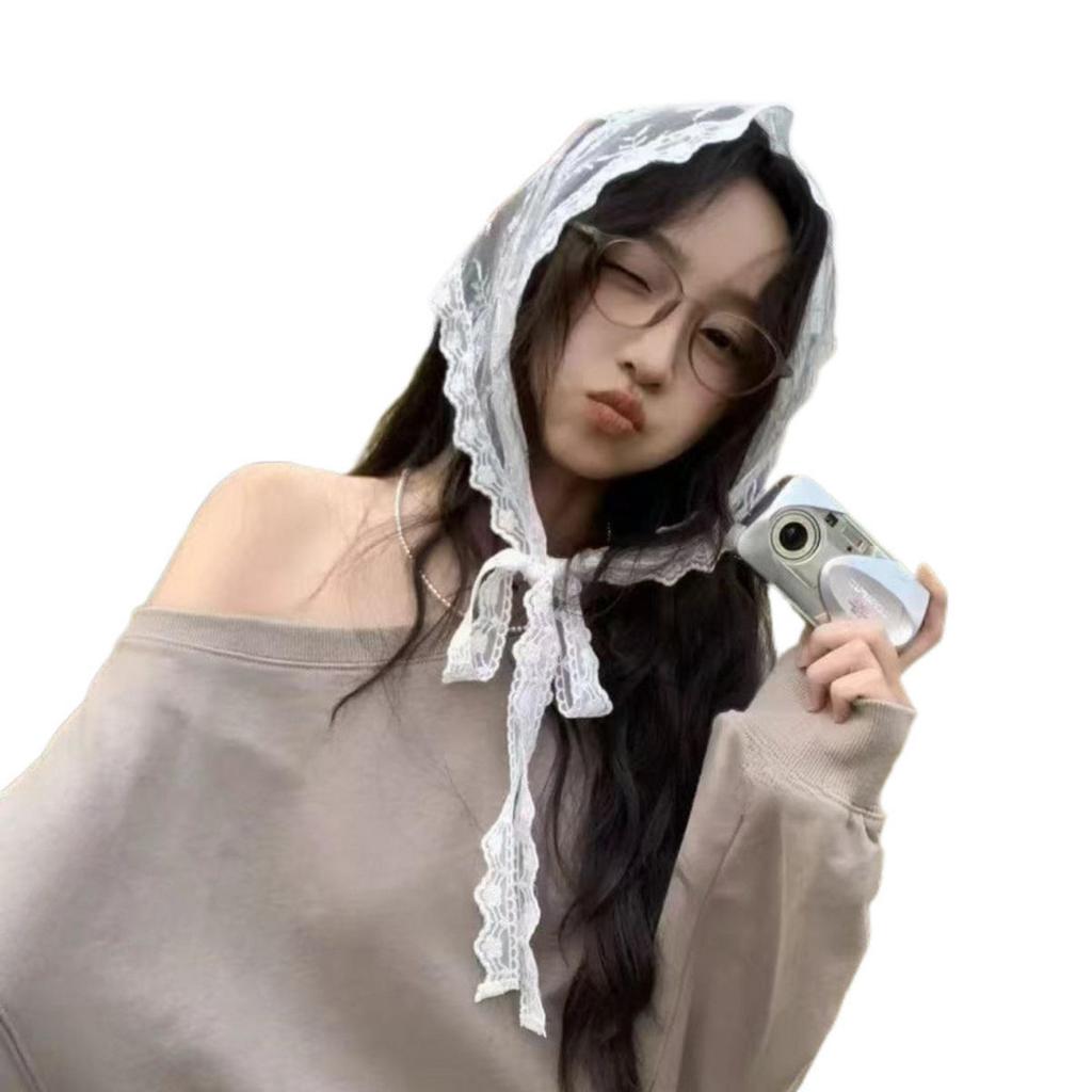 Double-use Triangle Short Half Skirt Butt Curtain Skirt Lace Trim Small Apron Soft Lace Stacked Ins Style Spring Headscarf