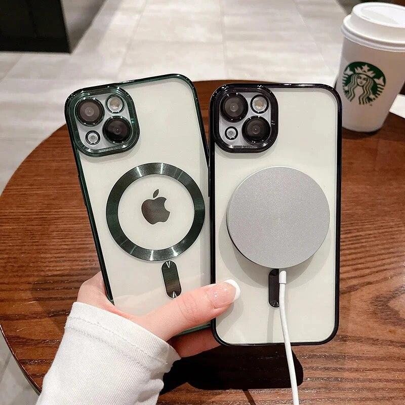 Мужской роскошный магнитный чехол с покрытием Magsafe для iPhone 15 14 13 12 11 Pro Max Plus, противоударный чехол с магнитным беспроводным зарядом