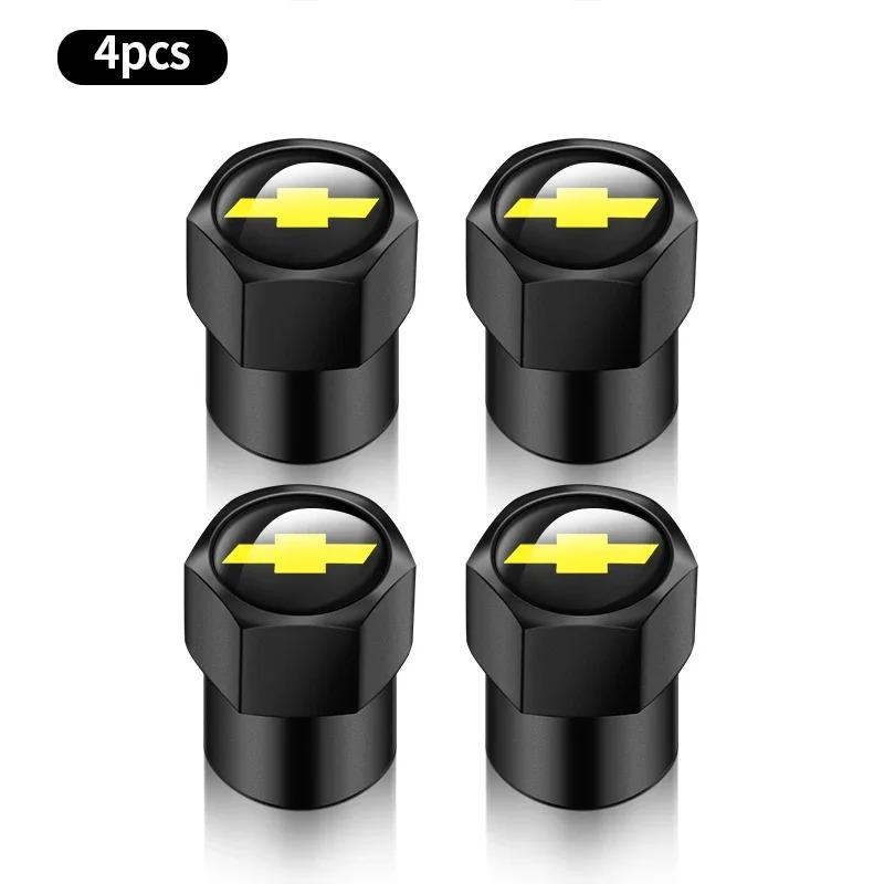 4x BLACK Chevrolet Tire Valve Stem Caps fit for Silverado Impala Malibu Equinox Cruze Camaro Tahoe/Suburban Blazer Spark Aveo