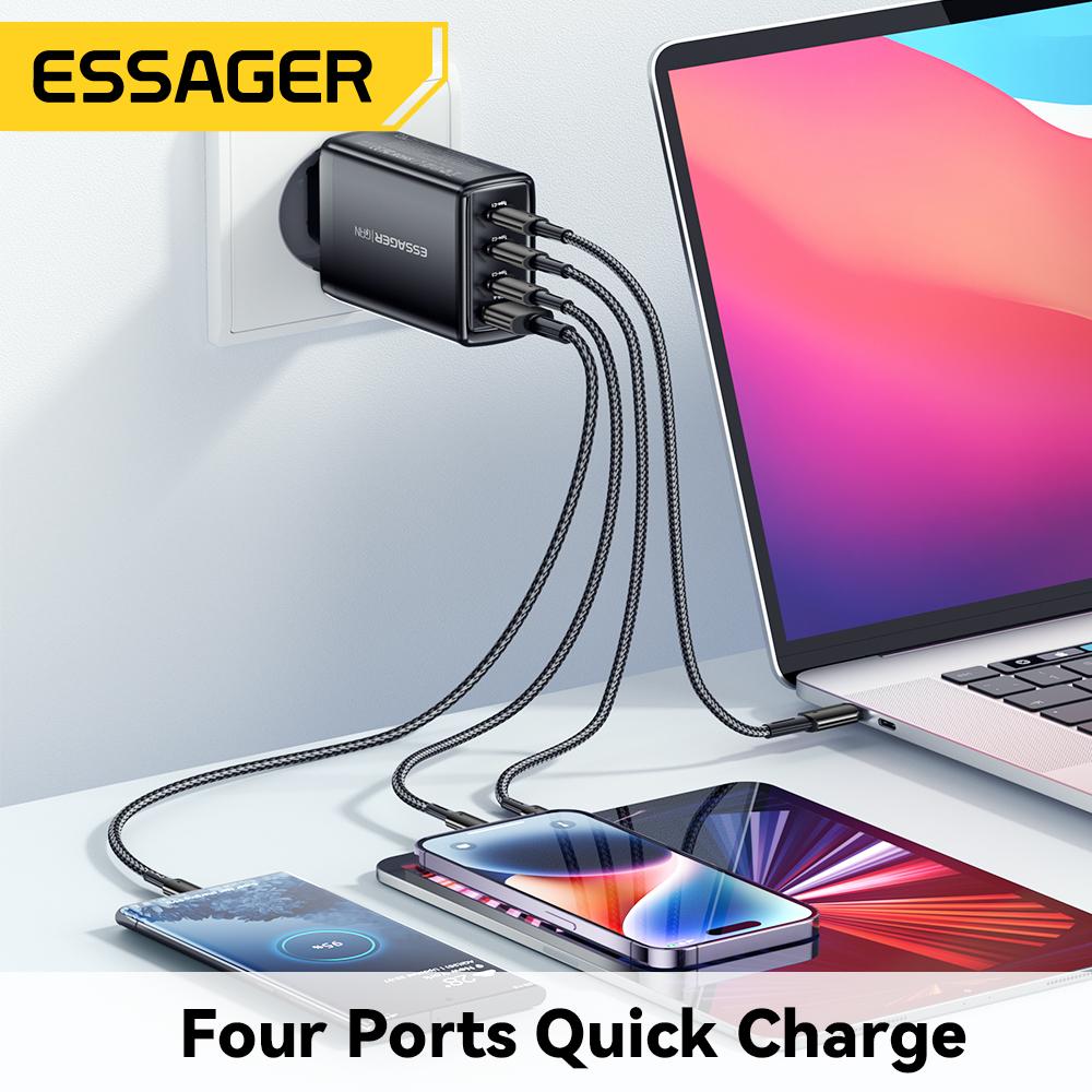 Essager 120W GaN USB Type C Charger Laptop 100W PD Fast Charge for Macbook Air M1 M2 Pro IPhone Samsung 65W Tablet Phone Chagers