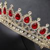 Red Rhinestone Crown Large Crown with Comb  Bridal Tiara Crown