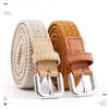 Men Women Casual Knitted Pin Buckle Belt Woven Canvas Elastic Expandable Braided Stretch Belts Plain Webbing Strap