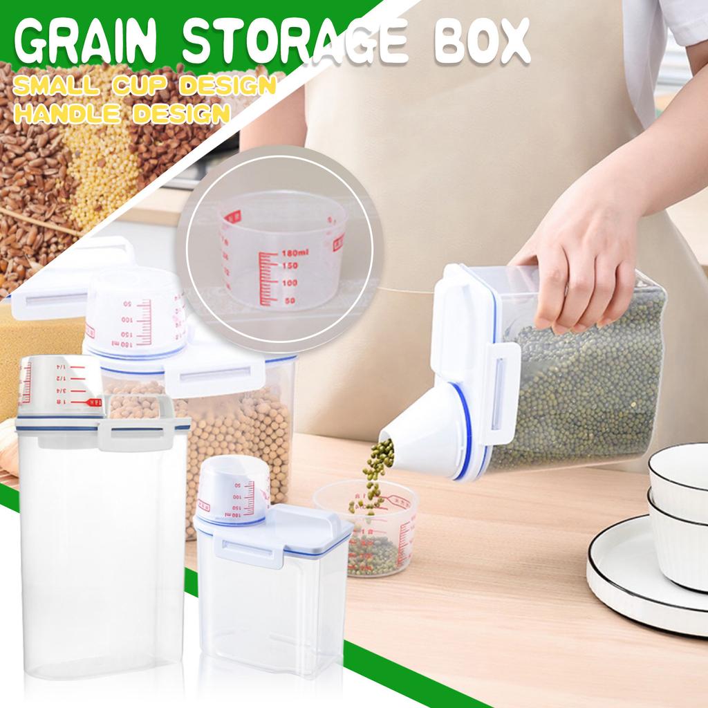 Plastic Transparent Tank, Rice Storage Barrel, Household Food Container Grain Storage Box For Oatmeal, Grain, Cereal, Pasta