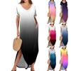 Women Summer Casual Loose V Neck Short Sleeve Beach Maxi Long Dresses Trendy Outfits