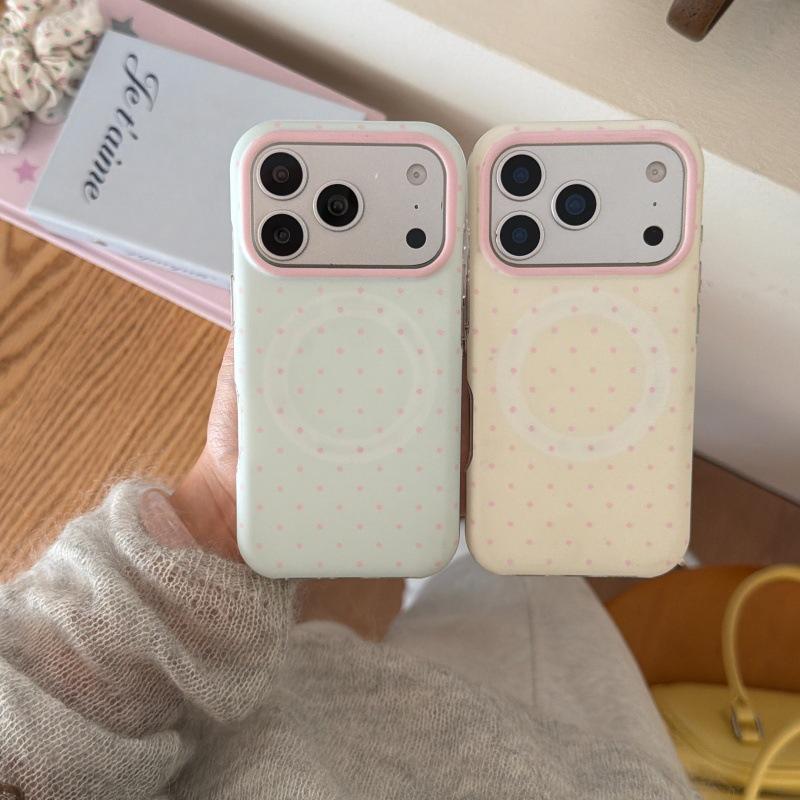 Магнитный чехол для телефона в горошек для Apple: Совместимо с 15pro, 16pro, 14, 17promax