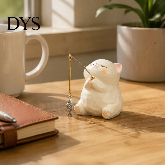 Modern Desktop Plant Holder Leisure Fishing Frog/Cat/Panda/Bear Statue Ornaments, Clear Mini Vases Miniature Cute Animal Ornaments Figurines