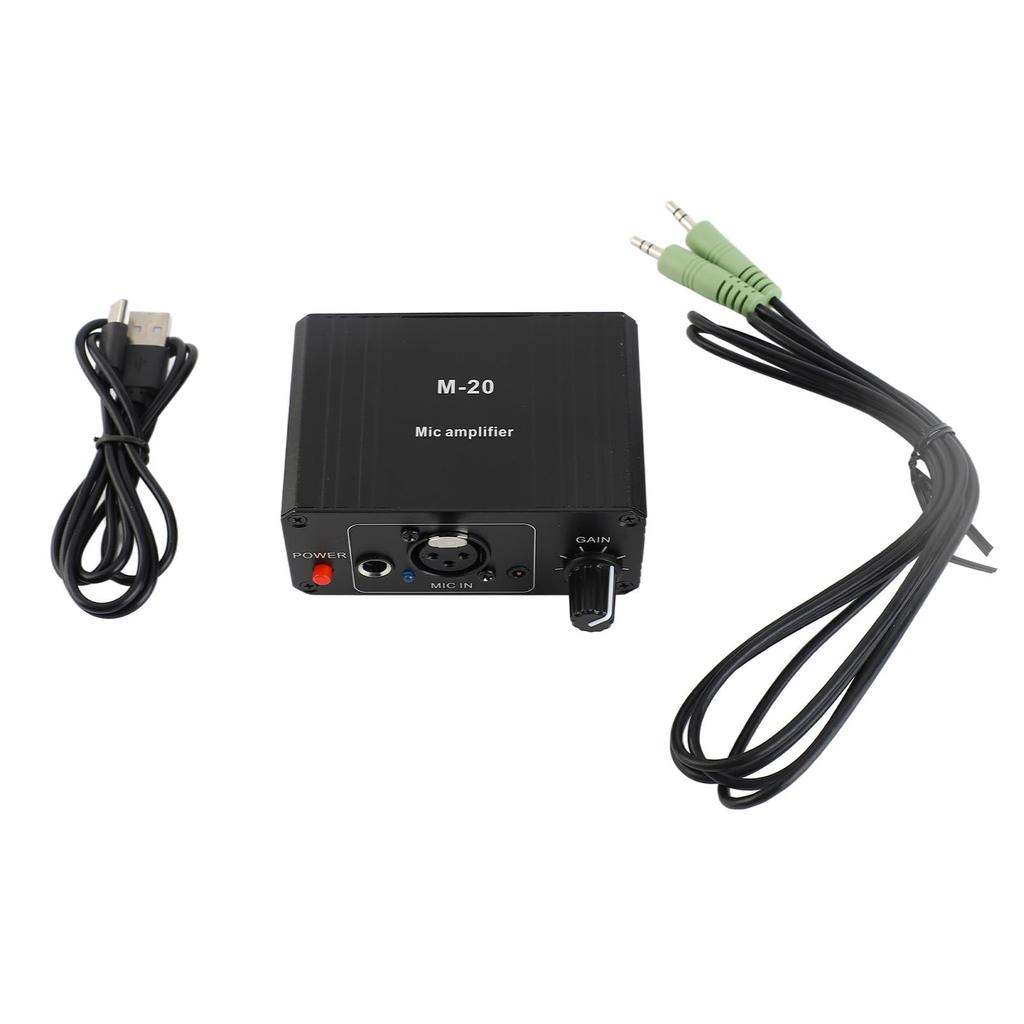 Microphone High Gain Microphone Booster Preamp with 48V Phantom Power for Dynamic and Condenser XLR Output Microphone Preamp for Low Noise Preamp,