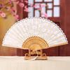 Кружевной ручной веер, китайский складной с кисточкой, портативный бамбуковый шелковый веер для свадебных вечеринок, летние принадлежности