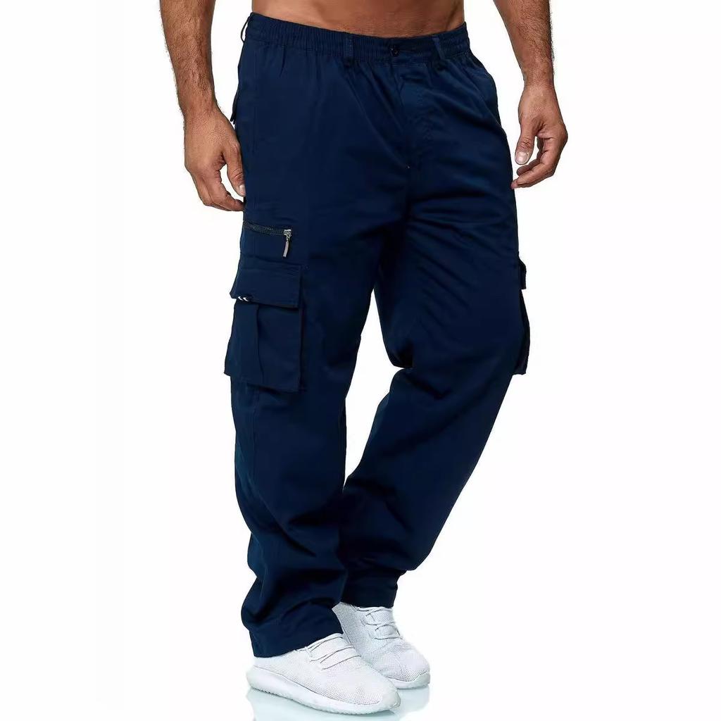 Men's Solid Color Plus Size Casual Multi-Pocket Cargo Pants