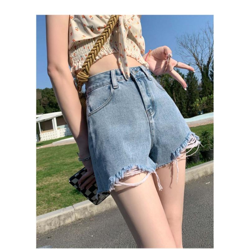 Джинсовые шорты женские тонкие летние модные повседневные брюки с высокой талией для похудения