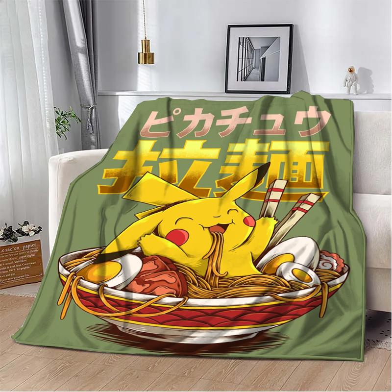Мультяшная Фланелевая Пушистая Флисовая Пледы с Аниме Фигурками P-Pokemon для Дома Дивана Обеденного Перерыва Детям Студентам Детские Милые Подарки