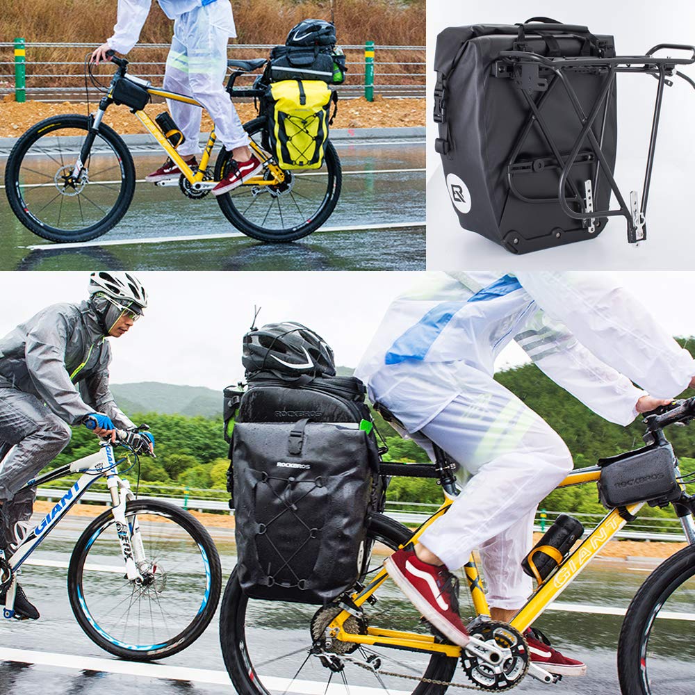 ROCKBROS Rear Carrier Bicycle Cargo Rack Touring Carrier Retrofit Aluminum Maximum Load Capacity 25kg Adjustable Easy Installation (Black)