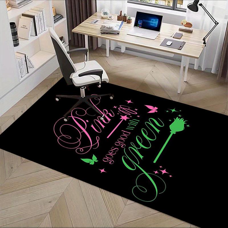 Pink, Green,wicked Pattern Polyester Office Carpet Chair Mats, Home Decor Dormitory Floor Protector