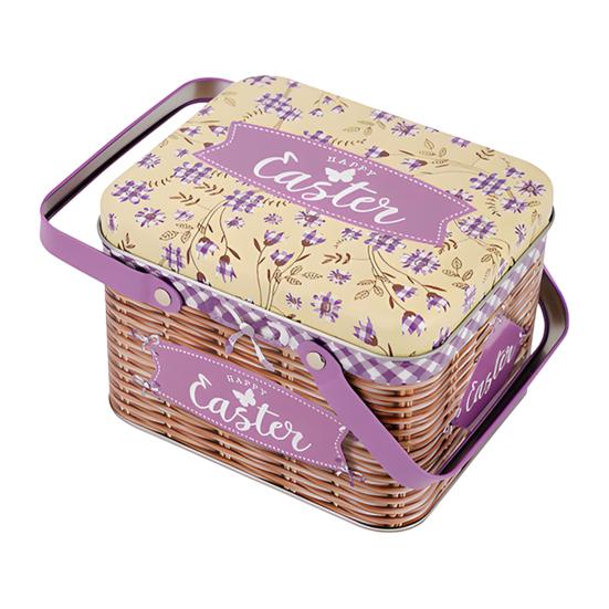 Портативная жестяная коробка для хранения пасхального печенья и конфет с 2 ручками, пустая жестяная банка, контейнер для хранения печенья и конфет для вечеринки на Пасху