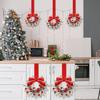 6 Pcs 6 Inch Christmas Mini Cabinet Wreaths Small Artificial Cedar Wreath with Ribbon Bow Pinecone Berry for Front Door Window Farmhouse Home
