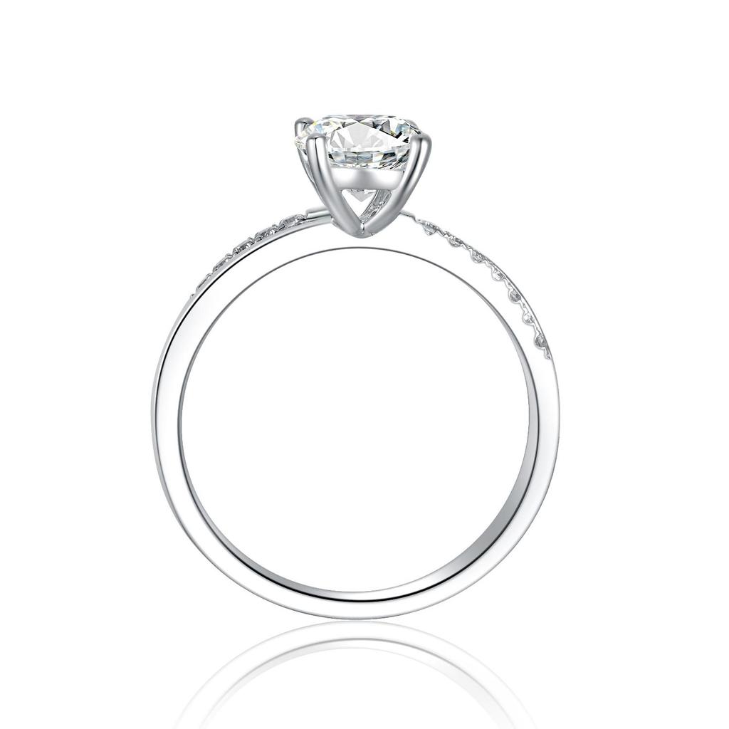 Обручальное кольцо «Бесконечность» с 4 зубцами из 18-каратного серебра с выращенным в лаборатории бриллиантом 0,5–2 карата (DE Color VS1-VVS1 Сертификат чистоты IGI)