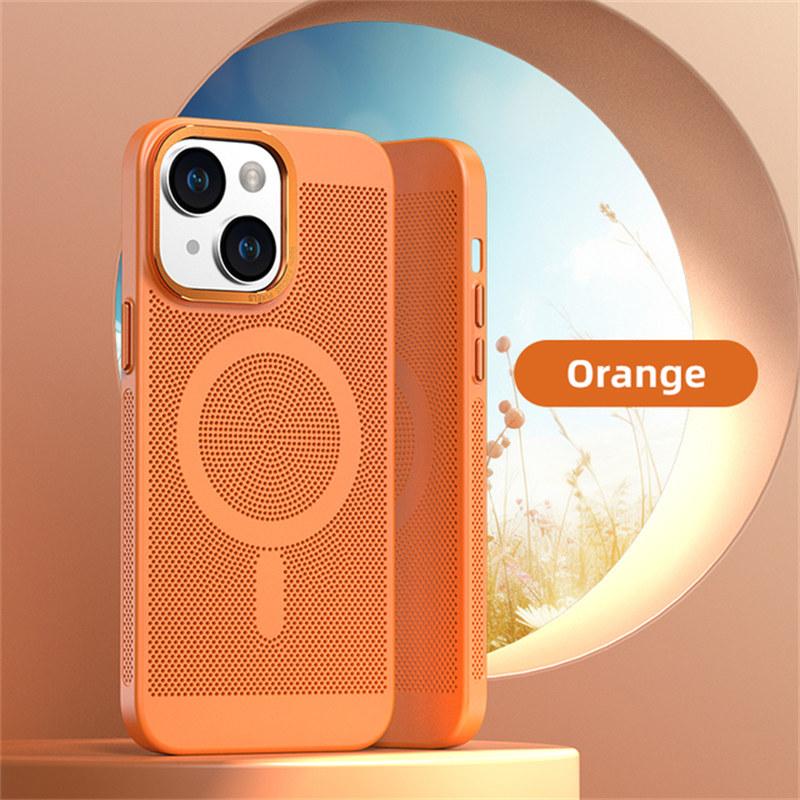 Metal Lens Protection Breathable Mesh Magnetic Magsafe Wireless Charging Hard Phone Case For iPhone 11 12 13 14 15 16 Pro Max Cover