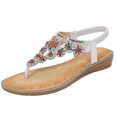 LYW-6 Новые босоножки со стразами в стиле бохо 2025 года, повседневные и удобные, латексные, массажные, на толстой подошве, большого размера