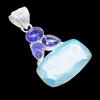 Aqua Mystic Topaz, Tanzanite 925 Sterling Silver Jewelry Pendant 2.1"  AH-3358