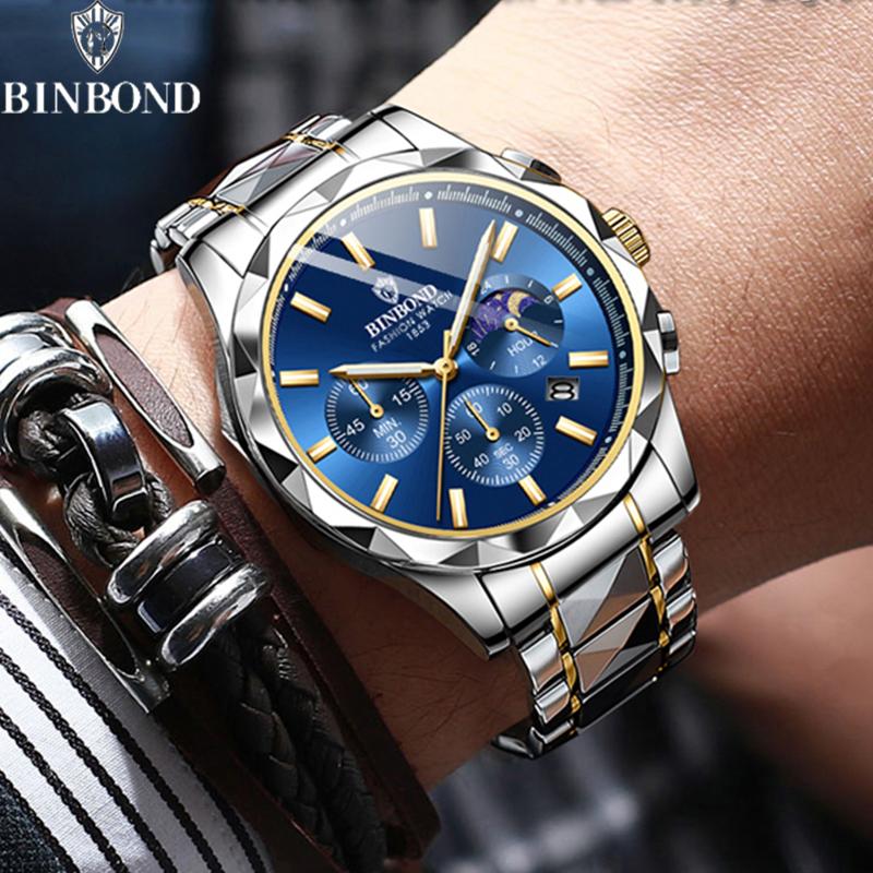 Luxury Quartz Men Watch Date Waterproof Chronograph Luminous Stainless Steel Wristwatch Fashion Business Man Watches