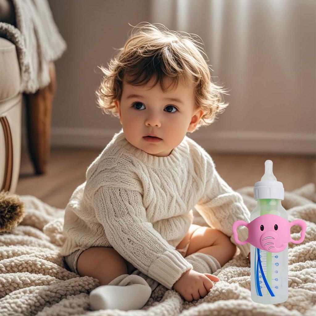 Elephant Pattern Baby Bottle Handle Transitional Sippy Cup Handle Grip for Baby Bottle Universal Removable Grip Portabl