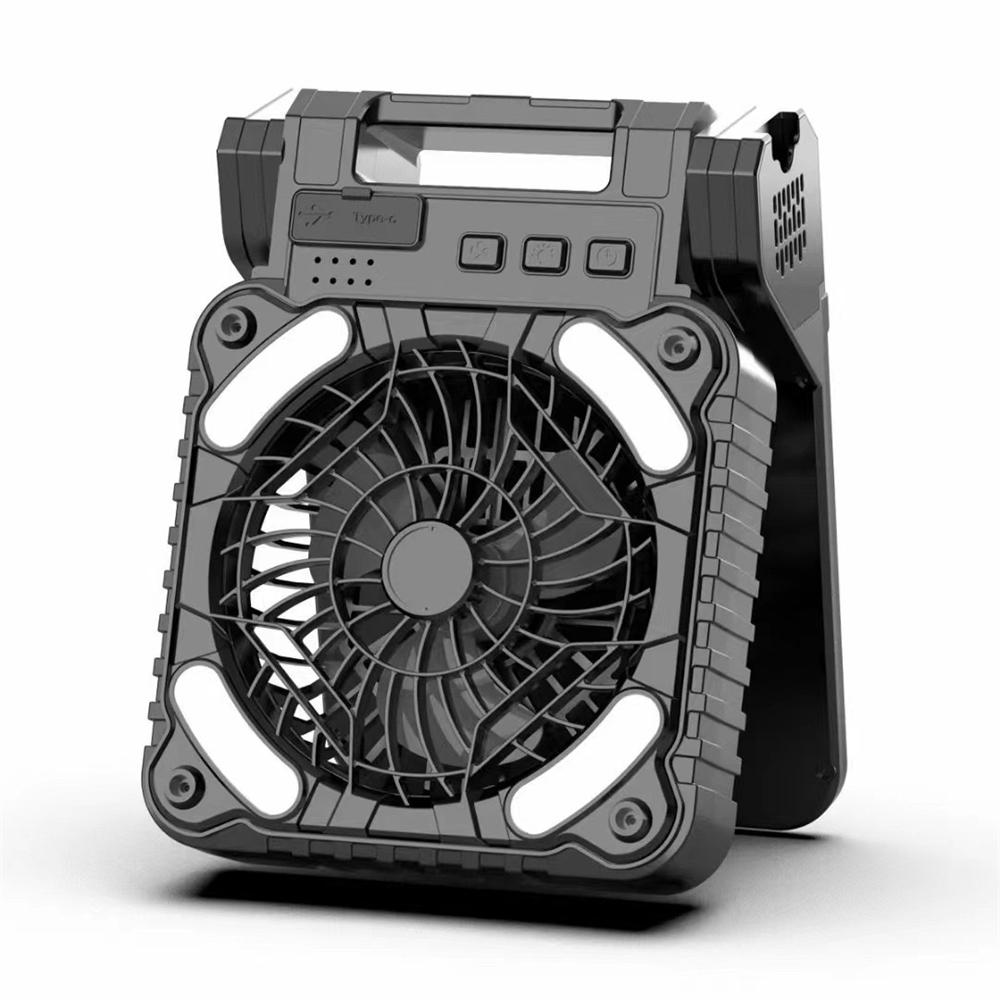 Светодиодный солнечный фонарь для кемпинга, складной, с USB-подзарядкой, вентилятор с 4 скоростями, мощный, портативный, настольная лампа для кемпинга с вентилятором