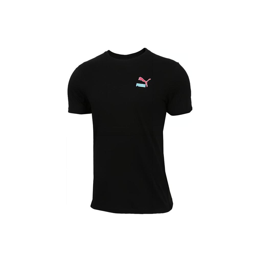Puma Футболка с коротким рукавом с логотипом Мужские топы Черная 579124-01