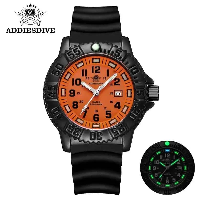 ADDIESDIVE Luxury Men Quartz Watch Military Outdoor Luminous Tube Watch Stainless Steel Nylon Strap 50 M Waterproof Sports Watch