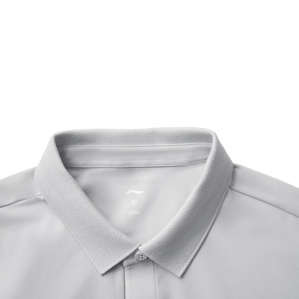 Li-Ning Удобная Простая Однотонная Быстросохнущая Универсальная Модная Футболка-поло с коротким рукавом Мужские топы Цвет Монетный серый APLV287-7