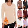 Women's Fashionable Casual Long-Sleeved Knit Top With Fleece , V-Neck, Solid Color, Slim Fit, Stretch Top