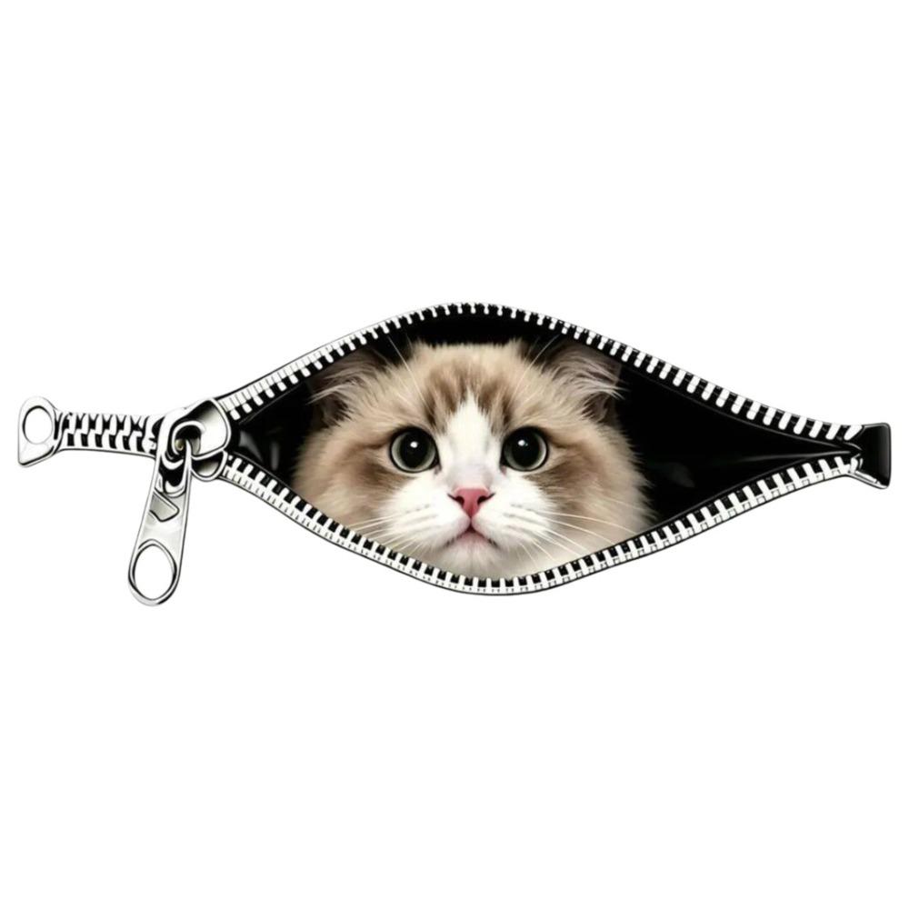 Waterproof Cat Car Sticker Zipper Design Car Window Glass Sticker Pet Lover Decoration