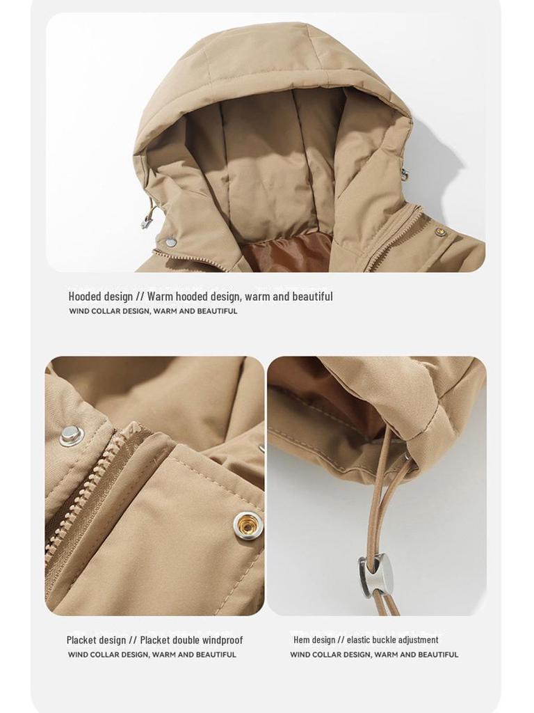 Men's 2024 Winter Thick Hooded Cotton Coat - Warm, Loose Fit, Solid Color