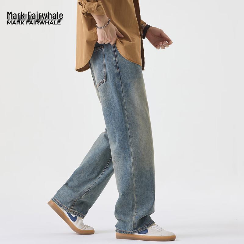Мужские джинсы Mark Fairwhale светло-голубые, вываренные, прямого кроя, свободного покроя