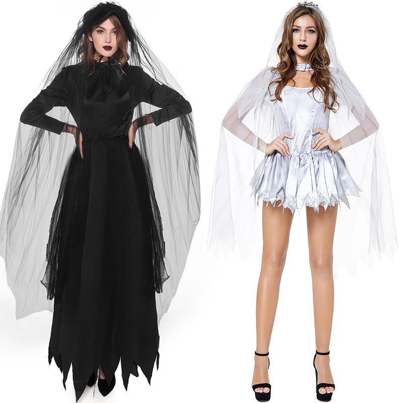 Взрослый костюм призрака на Хэллоуин, наряд невесты, вампира, ужасы, для косплея