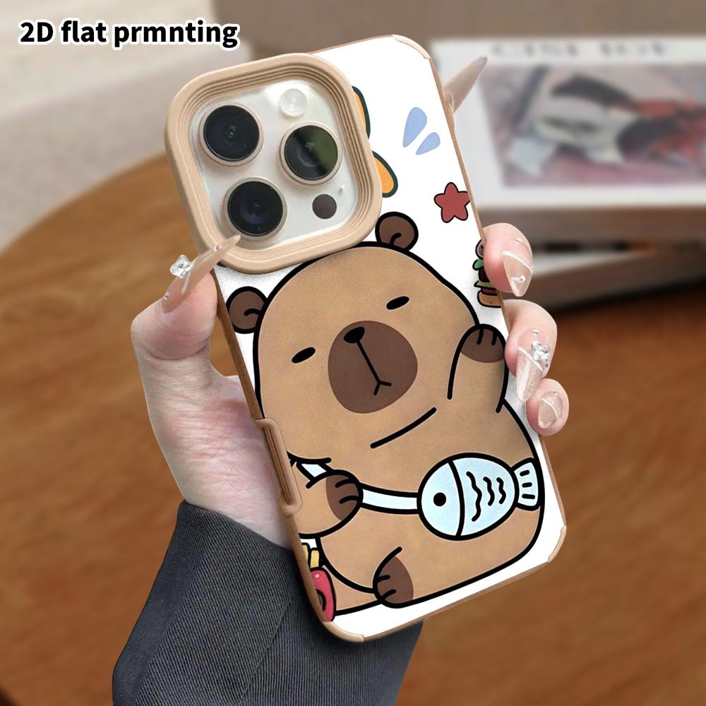 Phone Case: Lambskin 2D Flat Samsung Galaxy A34 A35 M05 M06 S20 S22 S21 FE Plus 5G protective case, waving capybara, Christmas and Halloween gift