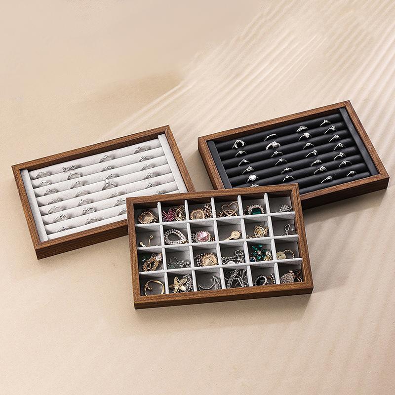 1шт лоток для ювелирных изделий большой емкости ореховая коробка дисплей кольца и ожерелья дисплей лоток торговый прилавок много стилей