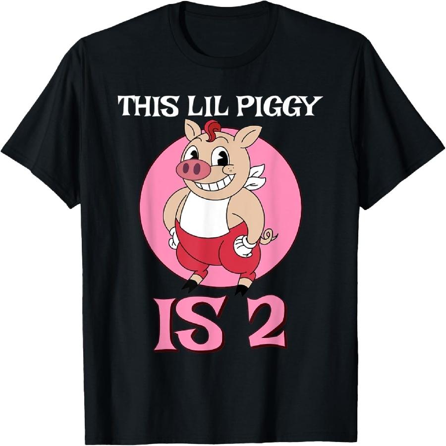 Year Old Birthday This Lil Piggy Is 2 Cute Pig Bday Themed T-Shirt