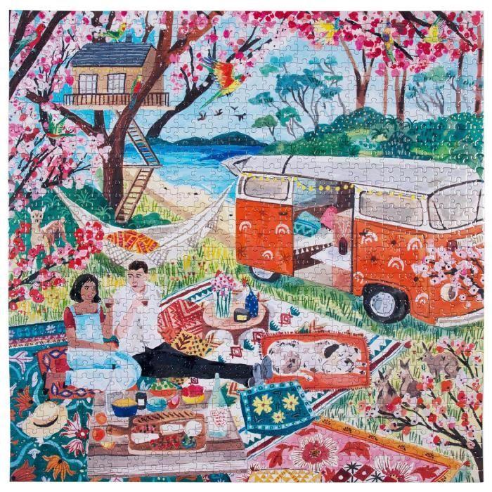Puzzle 1000 pièces - eeboo - vie de campeur - adulte - coloris unique - carton recyclé et encres végétales