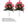 2 Pcs Artificial Cemetery Flowers Outdoor Gravestone Faux Rose Flower with Vase Graveyard Memorial Bouquet for Cemetery Headstones Decoration