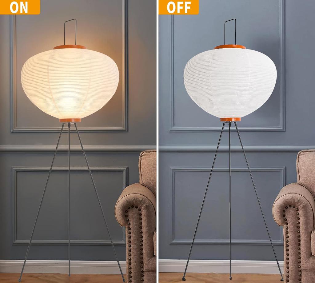 YLTLINK Isamu Noguchi Lighting, Japanese-style Paper Lantern Lighting for Bedroom, Senshi Stud Light for Bedroom, Stylish Lighting with Foot Switch,