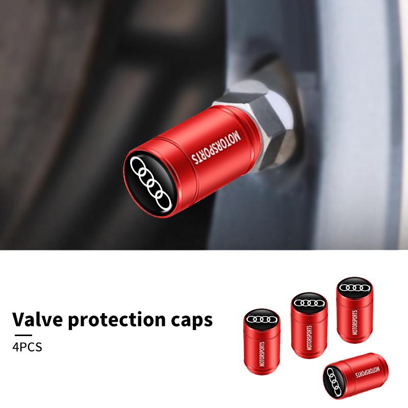 New 4Pcs Car Wheel Tire Valve Caps Air Stem Covers Accessories For 1s S RS Line S7 S8 S5 S6 Quattro RS3 RS4 A6 A7 A8 QRS5 RS6