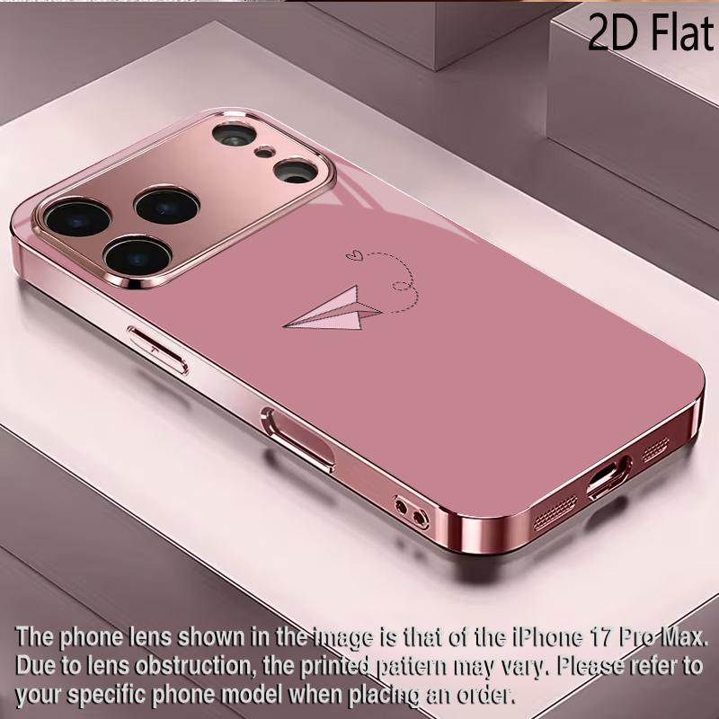 NeHeart 2DПлоская Для iPhone17 18 16 15 14 13 12 11 Pro Max XS XR 8 7Plus Чехол для телефона Ударопрочный Защитная задняя крышка