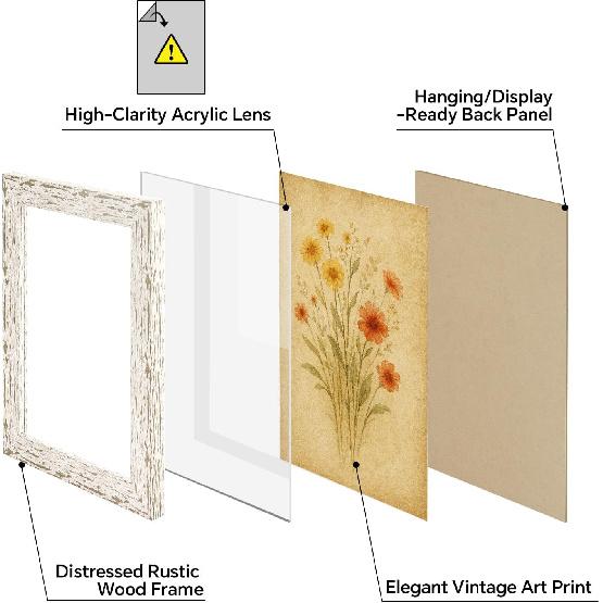 puthiac 5x7 Rustic Picture Frame, Farmhouse Distressed Wood Photo Frame, Shatterproof Acrylic Front, Wall & Tabletop, Vertical/Horizontal, Vintage