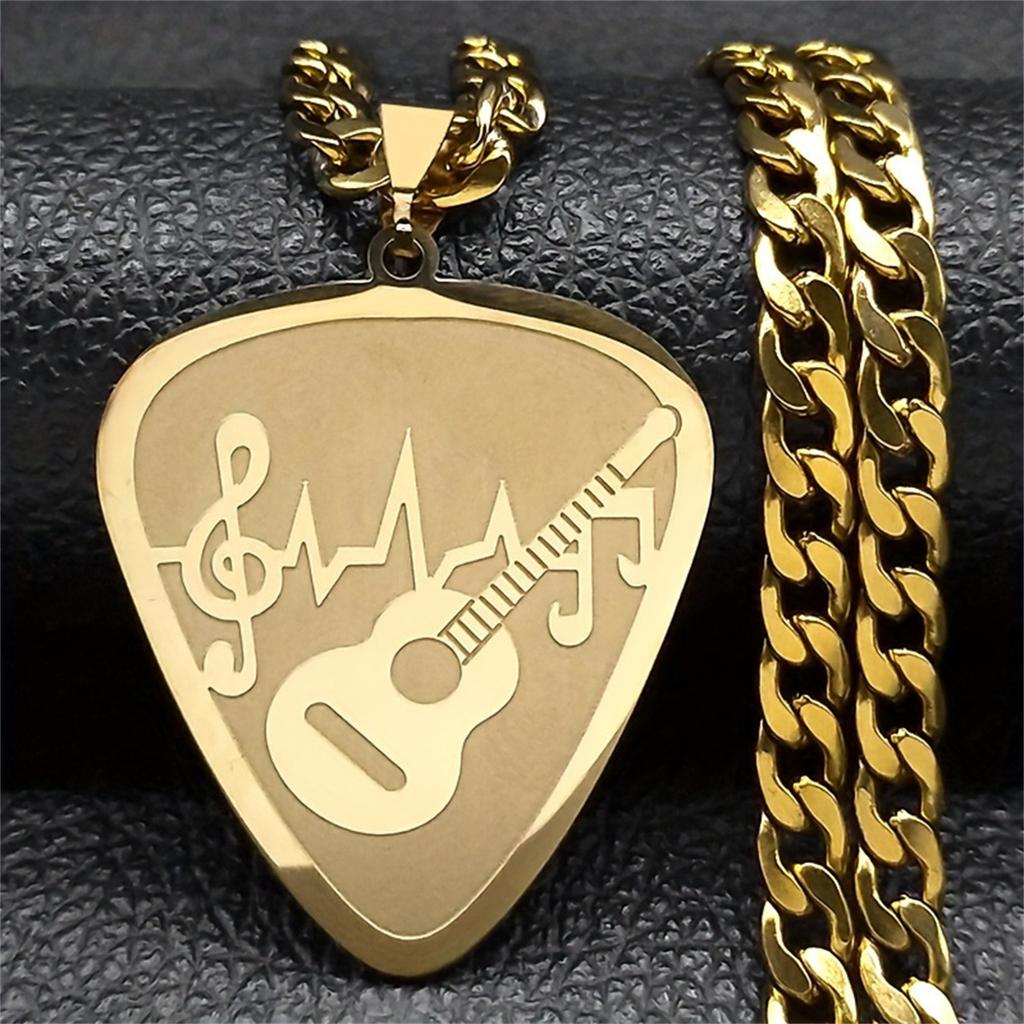 Hip Hop Guitar Bass Note Necklace Stylish Pendant Necklace for Music Lovers
