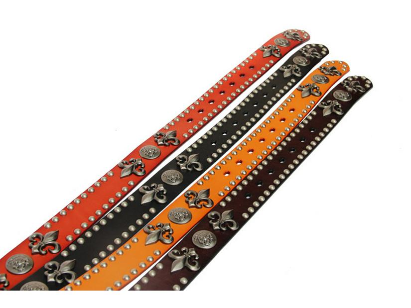 Мужской панк-стиль, ремень из натуральной коровьей кожи с заклепками-черепами