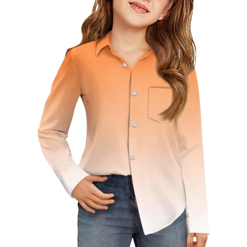 Girls' Button-Down Shirt - Long Sleeve Dress Blouse