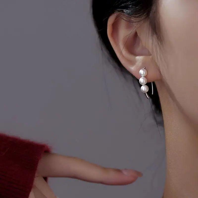 Элегантные серьги-кольца U-образной формы с искусственным жемчугом для женщин с застежкой-крючком