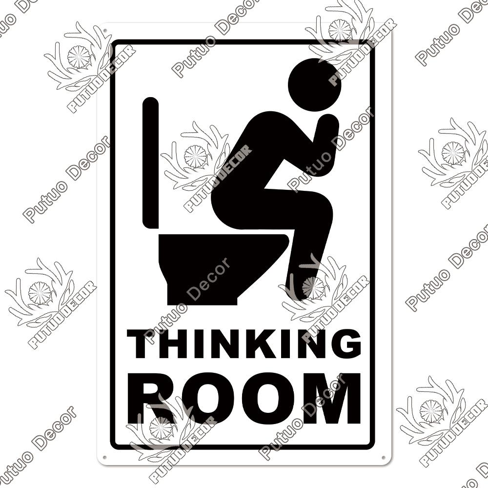 Putuo Decor Ретро Жестяные Таблички для Туалета Винтажная Табличка для Ванной Металлические Тарелки Настенные Художественные Постеры Декор для Туалета Железные Картины